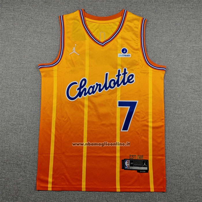 Maglia Charlotte Hornets Kon Knueppel No 7 Citta 2025-26 Arancione